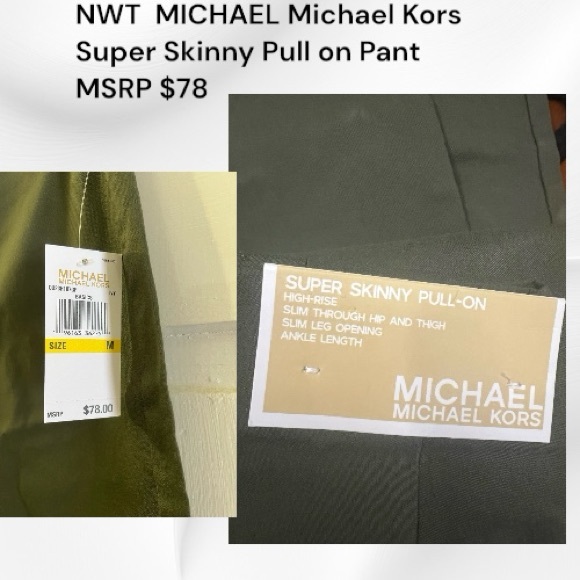 MICHAEL Michael Kors Super Skinny Pull on Pant Size Medium NWT MSRP $78 - Picture 3 of 4